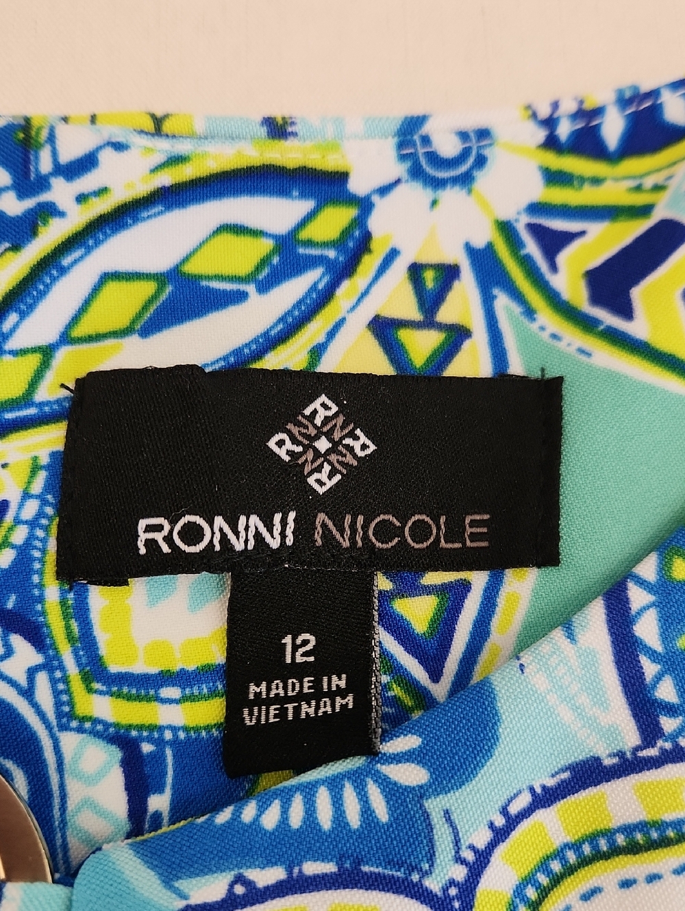 Ronni Nicole Paisley Sleeveless Shades Blue Midi Dress. Size 12 - Picture 4 of 12